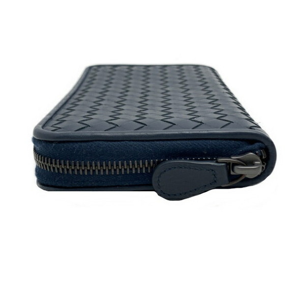 Bottega Veneta Long Zip Round Wallet Blue Navy Intrecciato - Picture 3 of 5